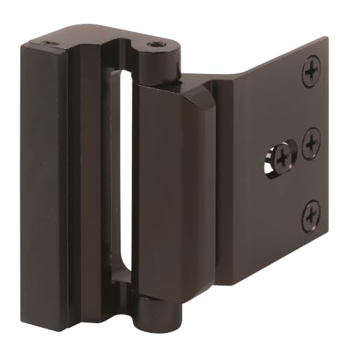 Image of Prime-Line U 11126 Door Reinforcement Lock - Add Extra, High Security to your Home and Prevent Unauthorized Entry - 3 In. Stop, Aluminum Construction, Bronze (Single Pack) | Add Extra High Security, Prevent Unauthorized Entry, 3 In. Stop, Solid Brass Construction