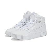 PUMA Girls Carina 2.0 Mid Jr Sneaker, Puma White Puma White Puma Silver, 4 UK