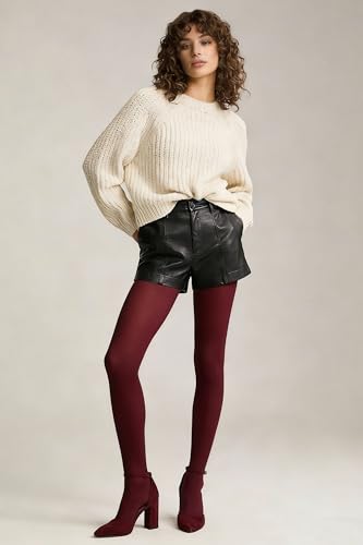 Image of HeyUU Women's 80D Ultra Soft Opaque Tights, High Waist Solid Color Footed Pantyhose with 29 Colors