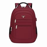 Mochila Cabo De Aço Masculina Grande Reforçada USB Externo (Vermelho bordô)