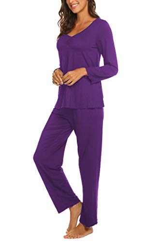 Image of Ekouaer Womens Pajama Sets 2 Piece Lounge Set Fall Winter Pajamas Long Sleeve Pjs Top and Pants Soft Pj Sets Loose Sleepwear
