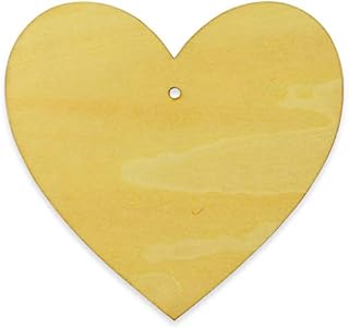 Okra 10 x Wooden Hearts for Crafting - 7cm Hanging Craft Shapes