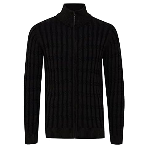 Indicode Paulomo Herren Strickjacke Cardigan Grobstrick mit Stehkragen aus 100% Baumwolle, Größe:XL, Farbe:Black (999) Cover