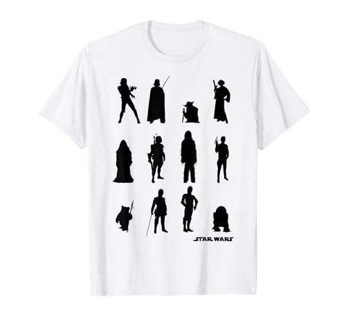 T-shirt Star Wars silhouettes de personnages geek en coton noir