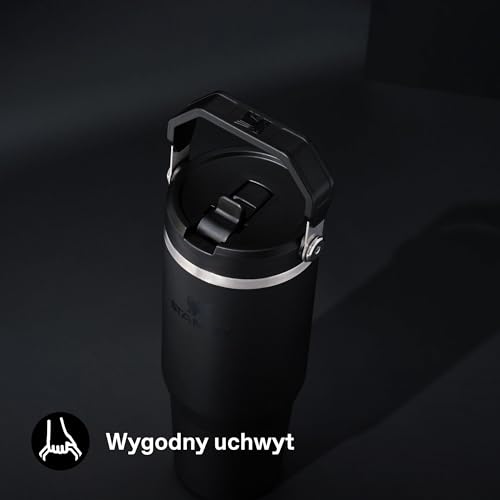 Stanley 1913 IceFlow Flip Straw Butelka na Wodę With Straw 0.89L - Utrzymuje zimno przez ponad 12 godzin - Szczelna - Butelka na wodę ze stali nierdzewnej - Black 2.0