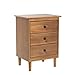 Walker Edison Myron Modern 2 Piece Solid Wood 3 Drawer Nightstand Set, 2 Pack, Caramel