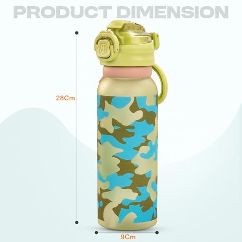 Image of BAYBEE 2 in 1 Baby Sipper Bottle for Kids | Anti-Spill BPA Free Baby Water Bottle with Silicone Straw & Carry Handle | 900 ML Drinking Water Bottle for Kids Toddlers 12+ Months Boys Girls (Green)