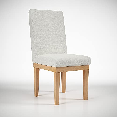 KIT 4 Cadeiras Estofadas Reforçadas Mesa de Jantar Linho Cor:Linho Bege