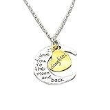 curfair Necklace Pendant Chain Stylish I Love You Carved Letter Moon Love Heart Pendant Necklace Fam