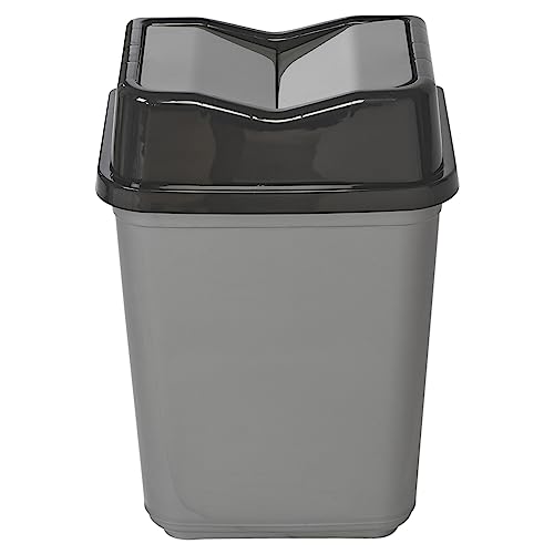 URBNLIVING 10L/20L/30L/50L Plastic Waste Management Recycling Bin Trash Can Dustbin with Butterfly Lid for Office, Kitchen and Bathroom (20L Black/Grey)