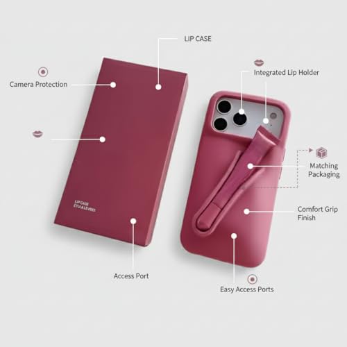 Image of Case Compatible with iPhone 16 Series with Lip Gloss Holder, Includes 1 Liptint, Silicone Trendy Aesthetic Phone Cover for Girls and Women (Salty Tan, 16 Pro)