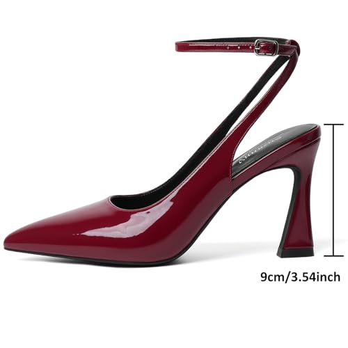 Image of Susanny Womens Slingback Closed Toe Ankle Strap High Heels Pointed Toe Pumps Comfortable Stiletto Sexy Buckle Strappy Dressy Shoes for Wedding Bridal Party Work