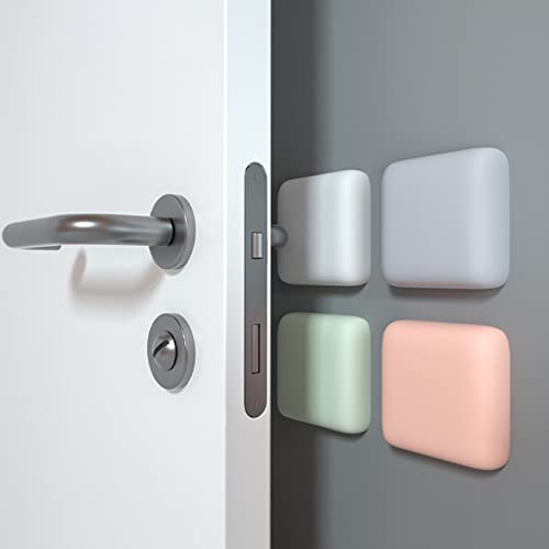 Reheyre 4Pcs Door Crash Pad, Shockproof Square Silicone Door Stopper Wall Protector Door Handle Bumpers Solid Color Self Adhesive Door Guard Stoppers for Protecting Wall,Doorknobs, Refrigerator Door