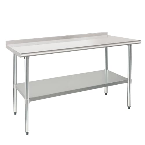 HARDURA Edelstahltisch Lebensmittelzubereitung Arbeitstische 61×152cm Heavy Duty Commercial mit Unterregal und Aufkantung für Restaurant Küche Haus...