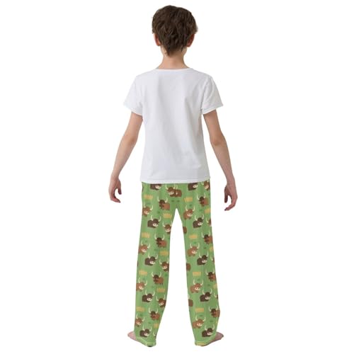 ZZXXB Farm Cow Boys Long Pants Soft Trousers Elastic Waist Kids Lounge Bottoms with Pockets S-XL3