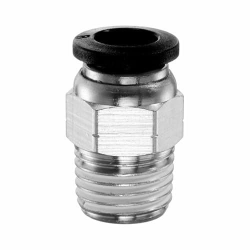 HARFINGTON Push to Connect Fitting 8mm Tube OD x 1/4" NPT Thread Male Straight Quick Connector Copper Air Line Hose Fittings for Industry Air System PC8-N02, Black