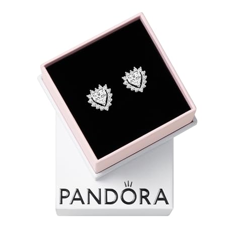 PANDORA Timeless Sparkling Heart Halo Stud Earrings - Sterling Silver with Cubic Zirconia - Jewelry for Women - Includes Gift Box