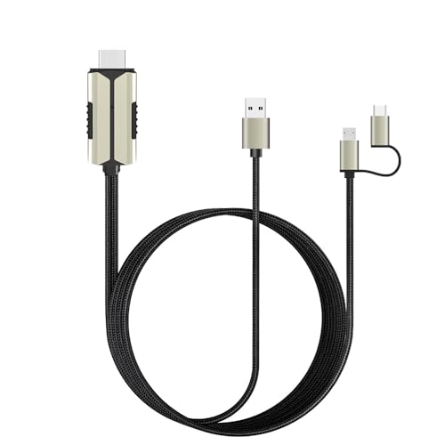 SLuB HDMI ケーブル 2M スマホ HDMI変換ケーブル USB Type-A Micro-B Type-C コネクタ/変換コネクタ付 1080p スマホの画面をテレビに映す 操作簡単 iPhone/iPad/Android対応(ブラック)