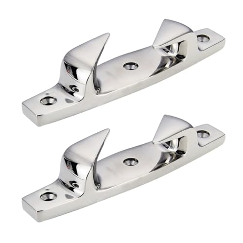 MerciL 2PCS Bow Chock Boat Cleats Chocks, 4.69in Anchoring Mooring Cleats Left Right 316 Stainless Steel Fair for Boat Angled Yacht Deck Dock Mooring Rope Cleat Chock, silvery