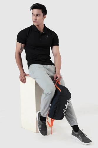 Image of FUAARK Men Slim Fit Pique Aura Polo Tshirt with Short Sleeves & Reflective Chest Logo -