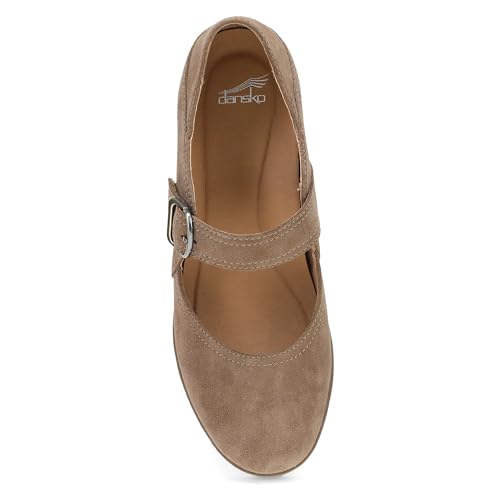 Image of Dansko Sandy Wedge Mary Jane for Women - Durable Waterproof Leathers and Leather-Stacked Heel - Adjustable Hook & Loop Strap with Buckle Detail