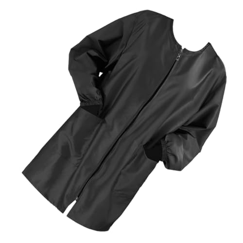 Abaodam Capa de Peluquero Negra de Poliéster con Bolsillos para Estilistas y Barberos, Ligera y Cómoda para Salones de Peluquería y Spa