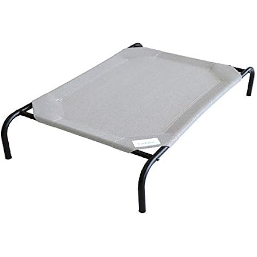 Coolaroo Original Elevated Dog Bed - Breathable Off-The-Ground Pet Bed with Cooling Fabric, Joint Relief & Moisture-Resistant Fabric, 100% Recyclable, Easy Clean, Grey, Large