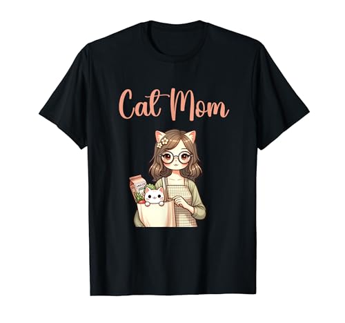 Cat Mom For Cat Lover Mothers Day Family Wife Women Girl Maglietta
