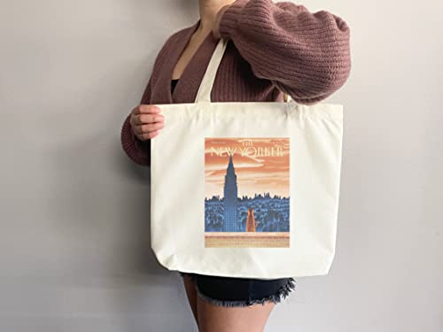 Bolso tote New Yorker con arte de portada de la revista, diseño estético y sostenible, hecho a mano miniatura 4