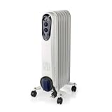 Thermostat réglable NEDIS Radiateur Mobile d\'huile  600/900 / 1500 W  7 Fins  Thermostat réglable  3 Réglages de Chaleur  Protection Contre Les Chutes  Blanc