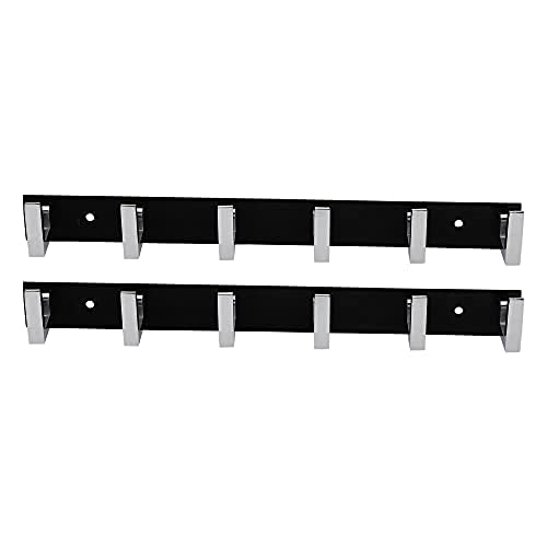 KKD Premium Classic Glossy Steel 6 Pin Cloth Hanger Wall Door Hooks Rail for Hanging Clothes, Towel Hook Set (Black, Pack of 2), Stainless Steel (B081LF238D) Amazon Price History, Amazon Price Tracker