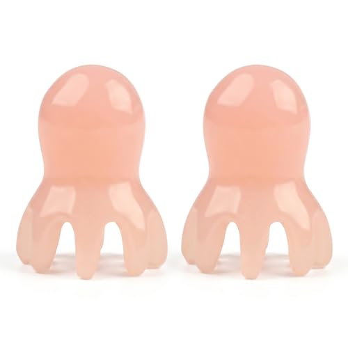 NIIIYTYB 2Pcs Head Massage Tool Scalp Massager Scraper for Deep Relaxation Acupressure Japanese Spa Hair Care Supplies Octopus Scalp Massager Home Office Travel Light Pink