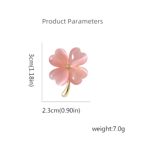 Image of Cats Eye Clover 4 Leaf Brooch Pin for Women Men Unisex Gold Plated Fashion Love Heart Shaped Flower Brooches Lapel Pins luck Decor Dress Accessories St Patrick's Day Birthday Holiday Jewelry Gift Souvenir