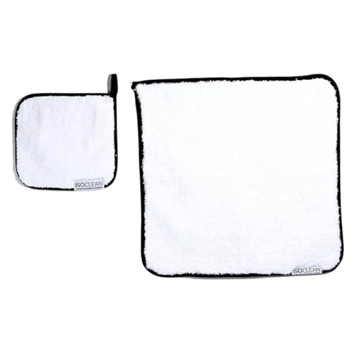 Isoclean Microfibre Towel - Absorbant Soft Fabric Towel for Makeup Brush Cleaning with Reinforced Edges, Machine Washable and Reusable for Delicate Makeup Brushes, 8x8 Inches, Small