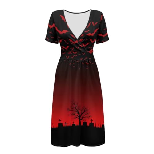 Image of Women's Summer Dresses Short Sleeve Formal Dresses with Pockets