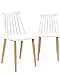 KAYELLES Lot de 2 - Chaise de Cuisine bistrot à barreaux BAO (Blanc Pied métal façon Bois)
