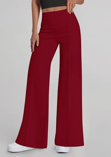 PRETTYGARDEN Women's Wide Leg Palazzo Pants 2025 Dressy Casual Lounge Workout Sweatpants High Waisted Trousers(Wine Red,XX-Large)4