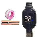 Digitales Dusch-Wasserthermometer mit LED-Temperaturanzeige, 304 Edelstahl, Wasserhahn-Thermometer, 0–99 °C Bereich (oben)