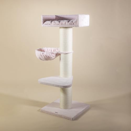 RHRQuality Cat Tree for Large Cats - Royalty de Luxe – 158 cm High – With Extra Thick 20 cm Sisal Posts – Pink RHRQuality Cat Tree for Large Cats - Royalty de Luxe – 158 cm High – With Extra Thick 20 cm Sisal Posts – Pink