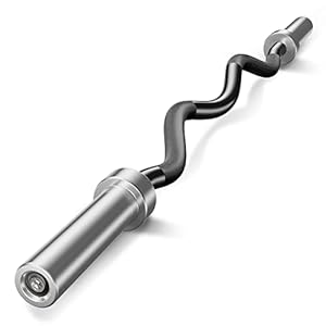 Olympic Barbell EZ Bar Curl Bar 4ft/5ft/7ft for 2 Inch Weight Plates, Perfect for Home Fitness (300lb/330lb/400lb/700lb/1000lb/1500lb) (Black-15lb)