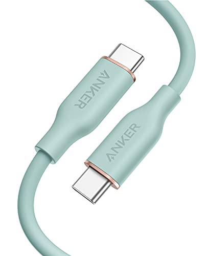 Image of Anker PowerLine III Flow USB-C & USB-C Cable, Anker Tangle-Free Cable, USB PD Compatible, Silicone Material 100W, Compatible with iPhone 16 /15, Galaxy iPad Pro /Air, MacBook Pro /Air (0.9m, Mint Green)
