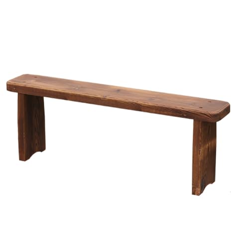 Banco de jardín de madera para todo tipo de clima, resistente a la intemperie, sin respaldo, asiento de patio, muebles de porche delantero, soporte de flores de madera maciza (47 pulgadas de largo x