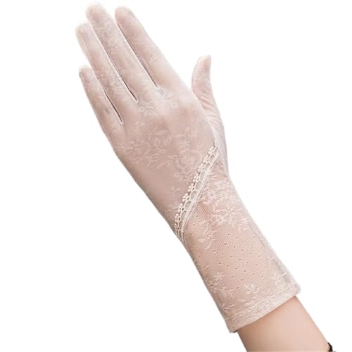 Guantes de pesca y conducción que evitan rozaduras veraniegas en encaje beige