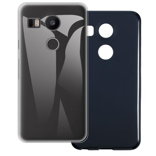 UOGNADGD 2-Pack TPU Case Compatible with LG Nexus 5X Phone Cover - Shockproof Flexible Protective Accessories with Precise Cutouts (Clear+Black)