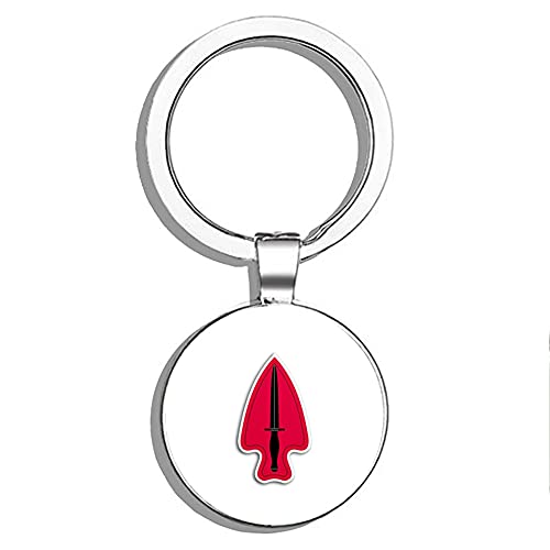 PRS Vinyl RED Special Forces Spear Shaped Logo -Delta Command spec ops us Double Sided Stainless Steel Keychain Key Ring Chain Holder Car/Key Finder