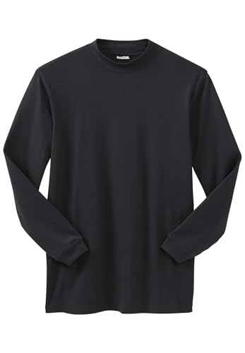 KingSize Men's Big & Tall Mock Turtleneck Long-Sleeve Cotton Tee - 3XL, Heather Charcoal