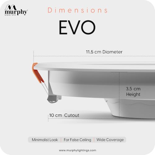 Image of Murphy EVO 10W Round LED Panel Light | 3000K Warm White| Recessed Ceiling Light | 1000 Lumens | 100mm Cutout | BIS Approved | 4kV Surge Protection | 2-Year Warranty | Pack of 2