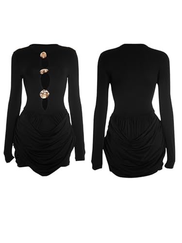 Image of Figdaw Sparkling Rhinestone Bodycon Dress for Women Special Occasions,Night Out