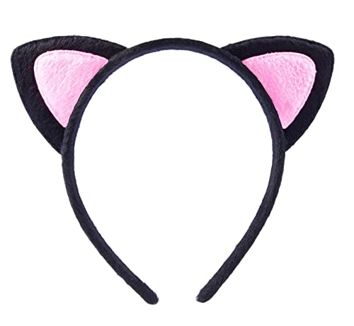 Anawakia Serre-tête avec oreilles de chat pour enfant (rose/noir)