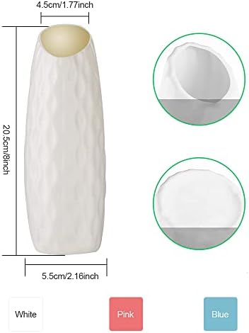 BUZIFU 3 Pcs Plastic Vases Ceramic Look Plastic Vase Geometric Floral Vase Modern Decorative Flower Vase Nordic Flower Arrangement Container for Home, Office Decorations(White + Pink + Green)